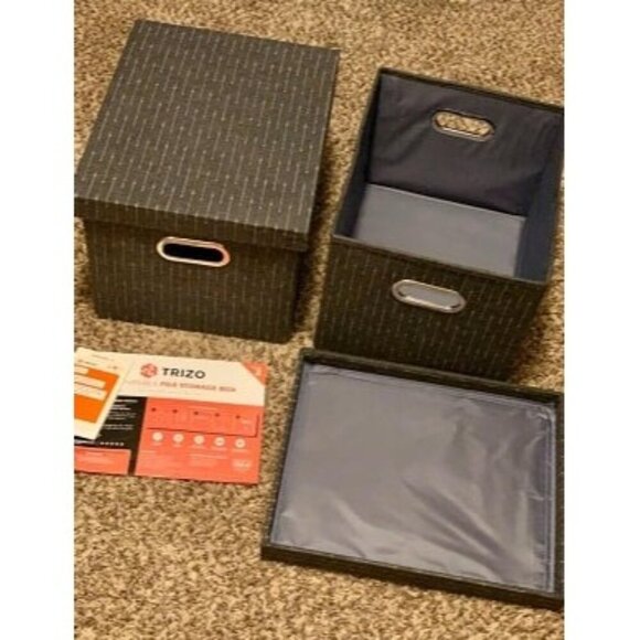 New Collapsible File Storage Organizer Box with Lid - Decorative Hanging Filing - Picture 1 of 1